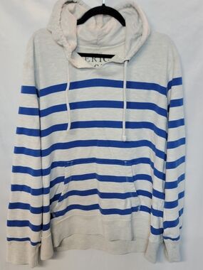 American Eagle Outfitters Blue & Grey Striped Hooded Sweatshirt
